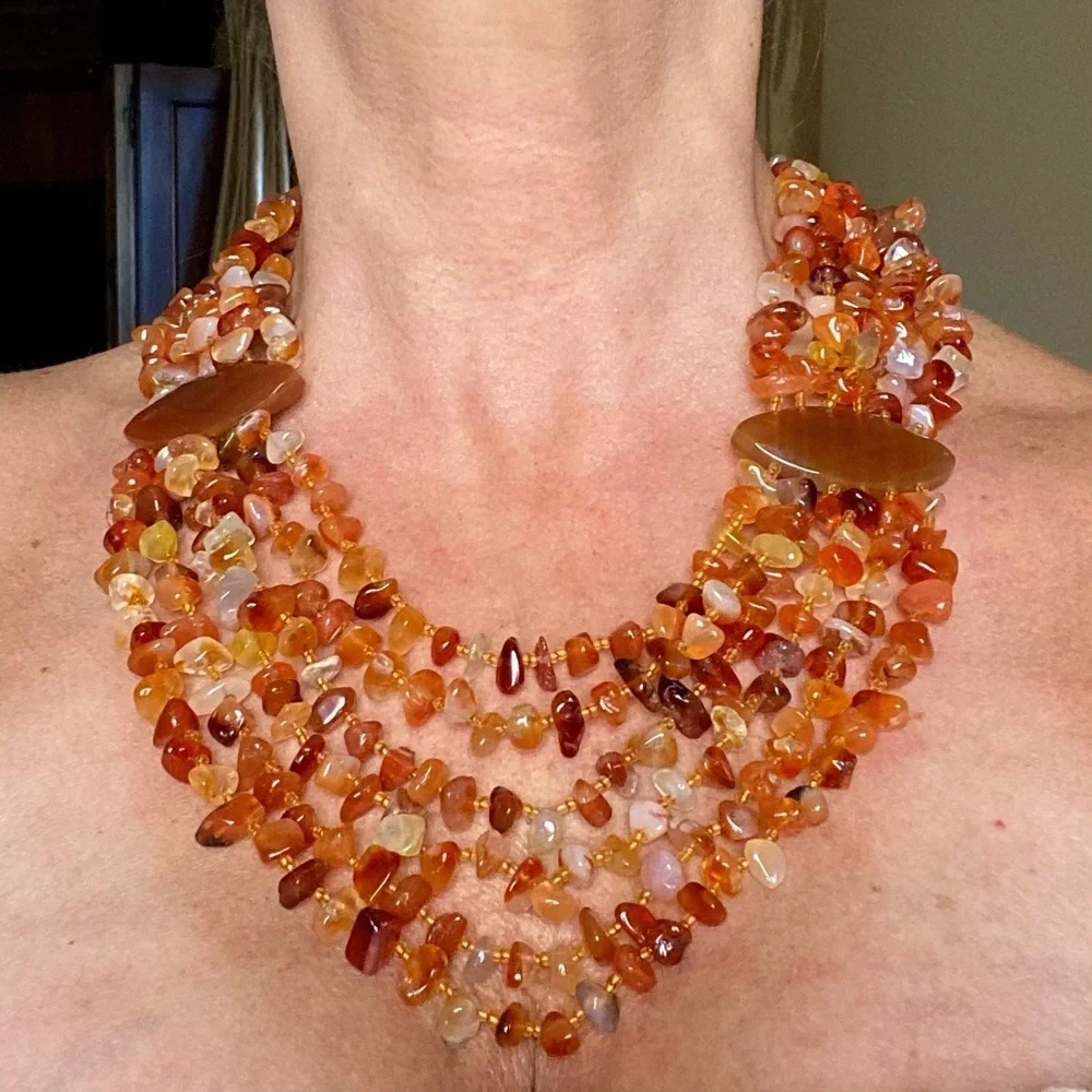 Baltic Amber Multi-Colored Necklace (or) Carnelian Agate - Picture 4 of 15